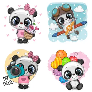 استیکر پارچه و لباس پاد آفرین مدل بچگانه پاندا مجموعه 4 عددی
