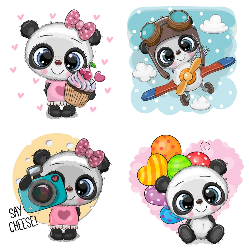 استیکر پارچه و لباس پاد آفرین مدل بچگانه پاندا مجموعه 4 عددی