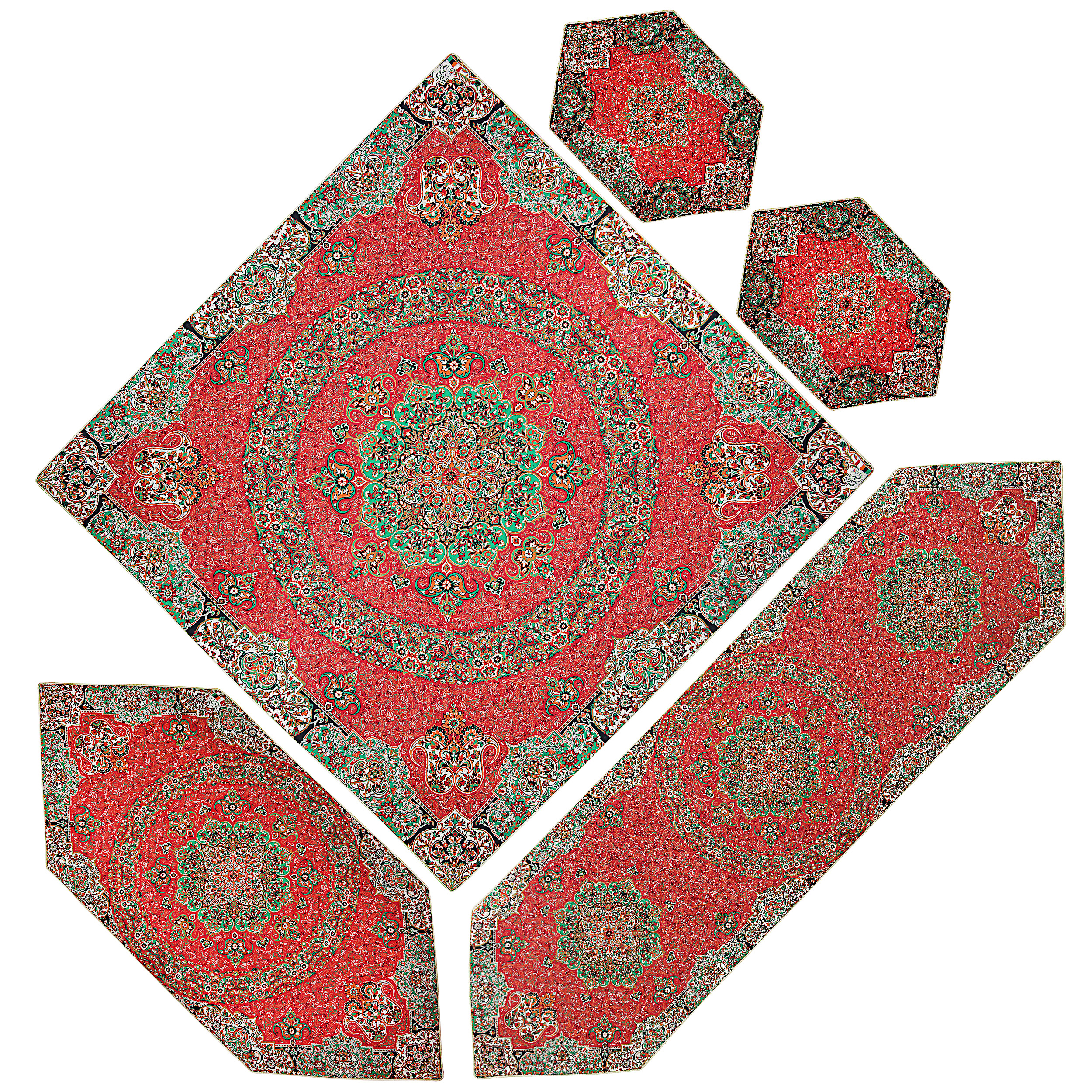 ست 5 تکه رومیزی ترمه دستجردی مدل سپهر کد DR5.5