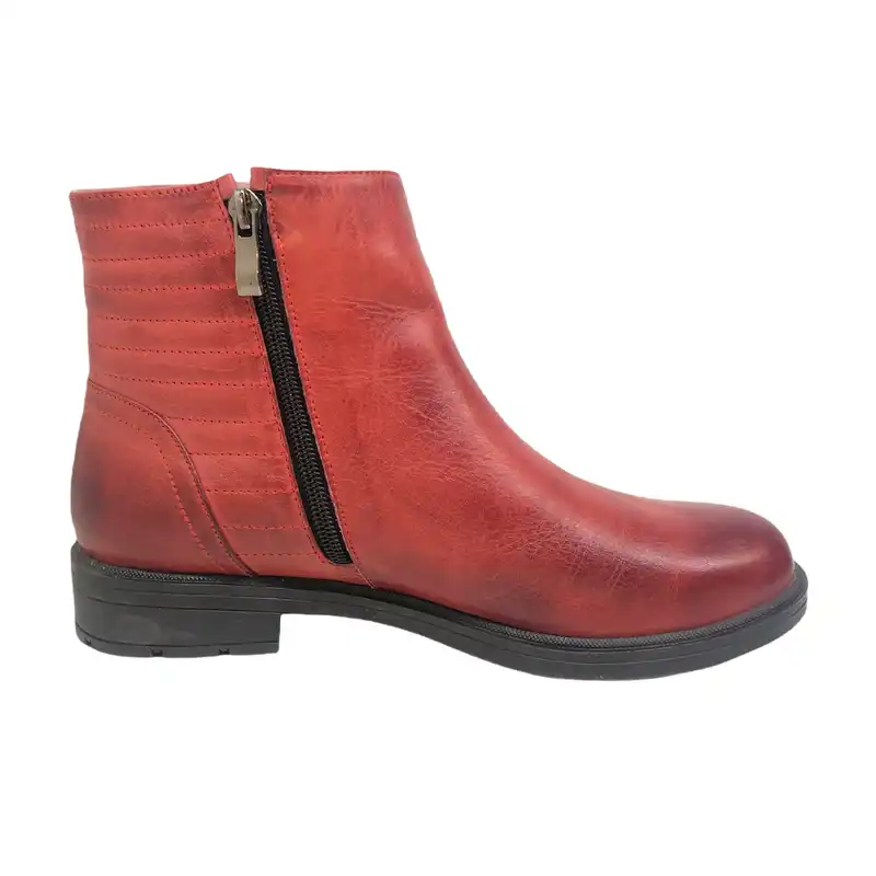 نیم بوت زنانه سرزمین چرم مدل 5229 رنگ زرشکی