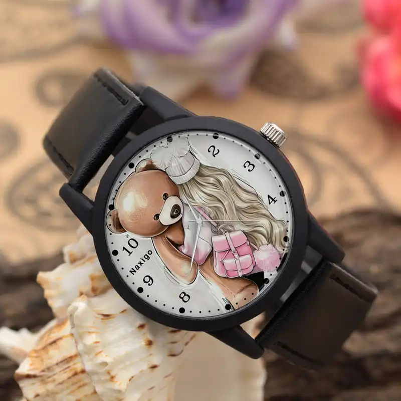 ساعت مچی عقربه ای ناکسیگو مدل دخترانه فانتزی کد LF12325