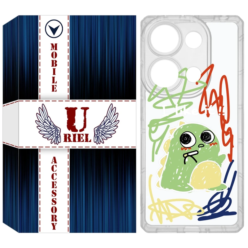 کاور یوریل مدل Clear کد 21 طرح دایناسور نقاش مناسب برای گوشی موبایل شیائومی Redmi Note 14S / Note 13 Pro 4G / Poco M6 Pro 4G
