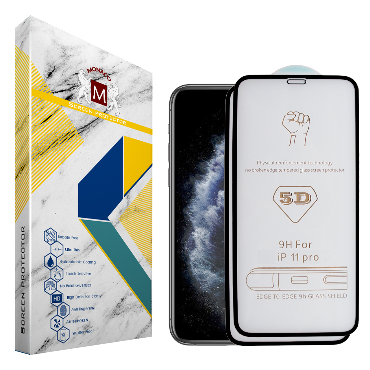 محافظ صفحه نمایش موناکو مدل 5Di9 مناسب برای گوشی موبایل اپل iPhone 11 Pro بسته دو عددی