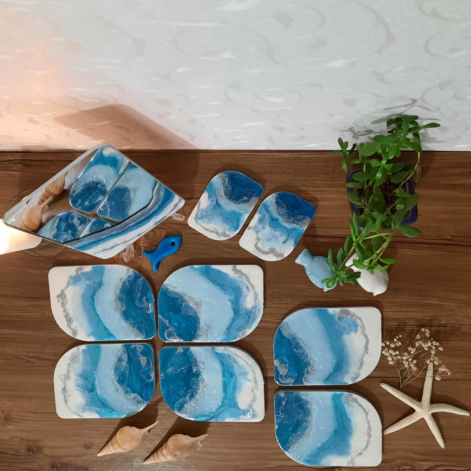 مجموعه ظروف هفت سین 9 پارچه مدل دریا