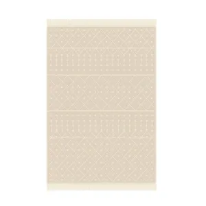 فرش ماشینی 1000 شانه زمینه کرم حاشیه سفید مدل 005.3