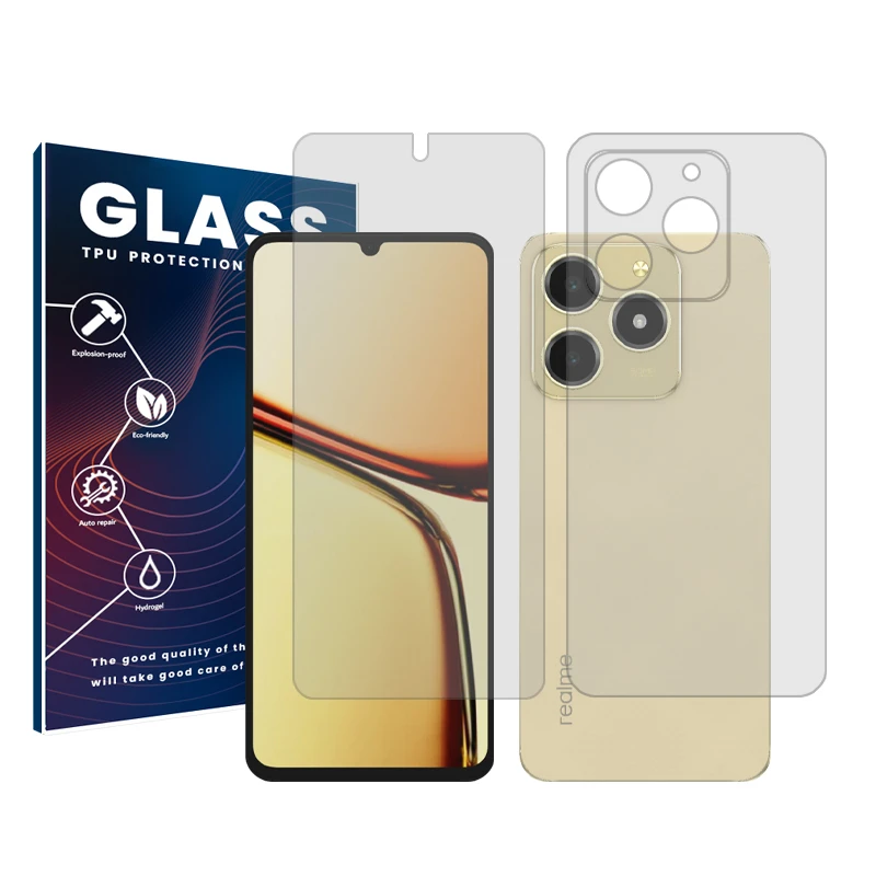 محافظ صفحه نمایش شفاف گلس مدل Resistant‌ مناسب برای گوشی موبایل ریلمی C61  به همراه محافظ پشت گوشی