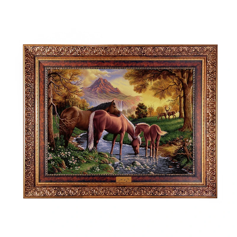 تابلو فرش ماشینی نقش نگار رضوی طرح اسب کد 476C