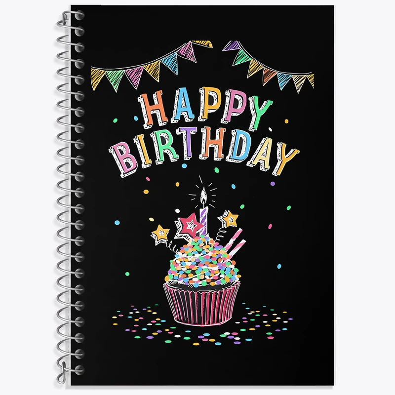 دفتر زبان 50 برگ خندالو مدل دو خط طرح Happy Birthday کد F5184