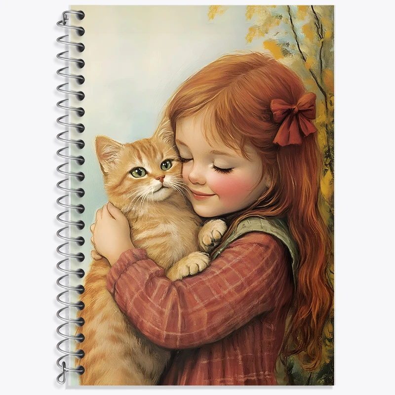 دفتر لغت 50 برگ خندالو طرح دختر و گربه کد F5988