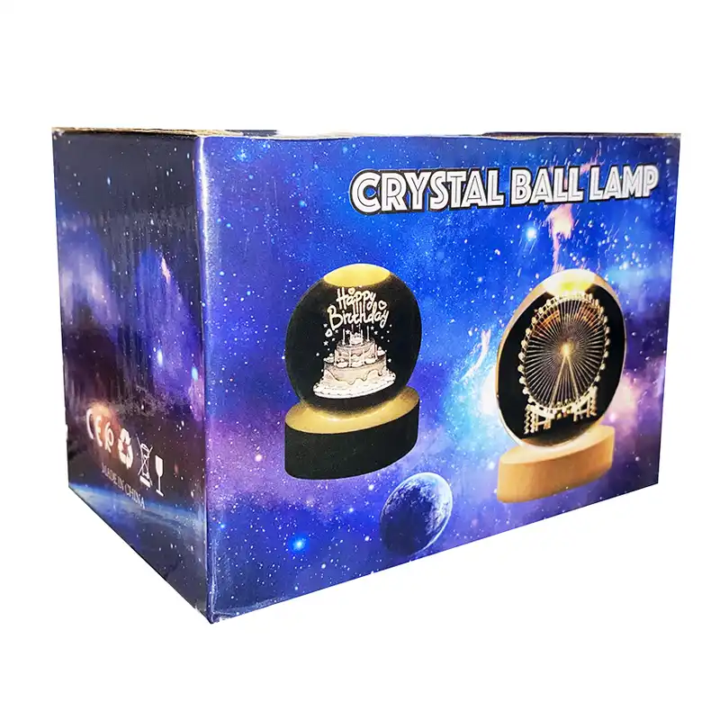 چراغ خواب رومیزی مدل گوی کریستال طرح دختر و پسر عاشق کد 01