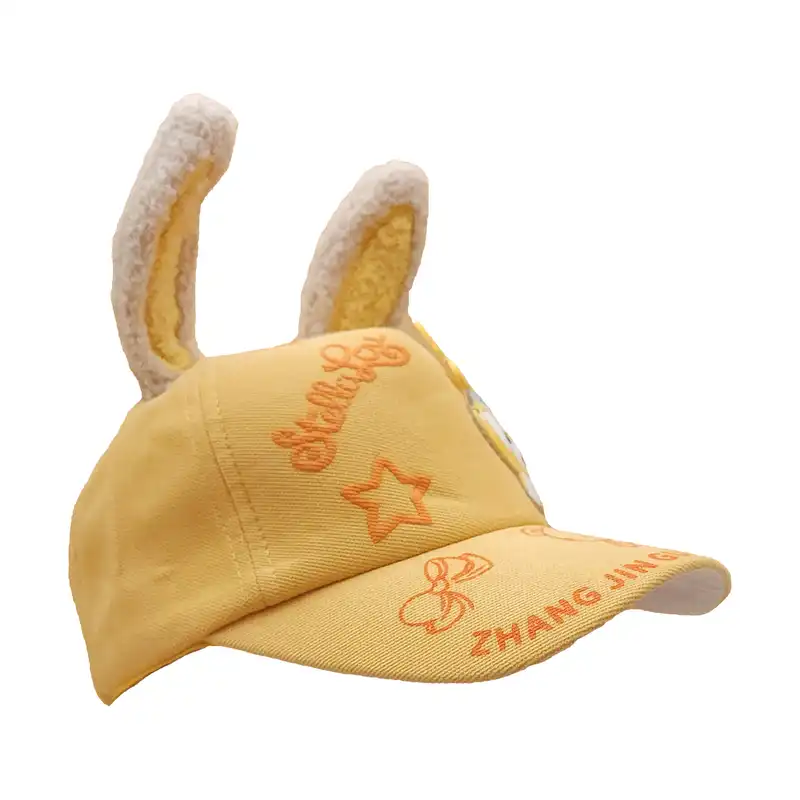 کلاه کپ بچگانه مدل خرگوش گوش دراز رنگ زرد