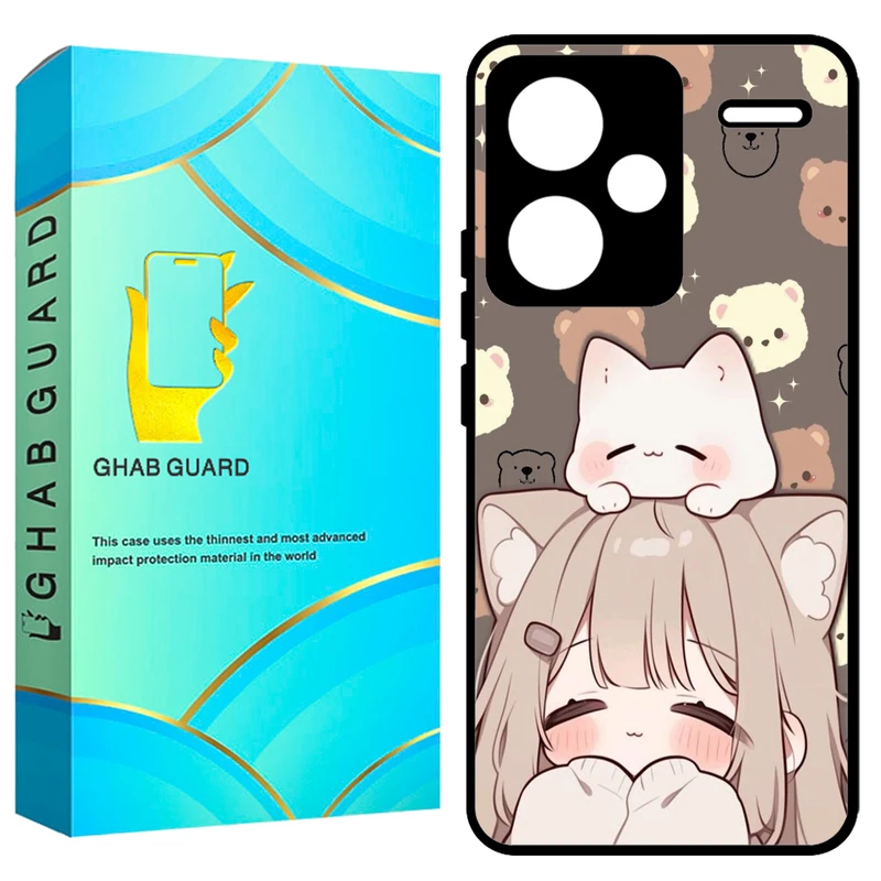 کاور قاب گارد طرح دختر و گربه مدل GCHPN13PL مناسب برای گوشی موبایل شیائومی Redmi Note 13 Pro Plus