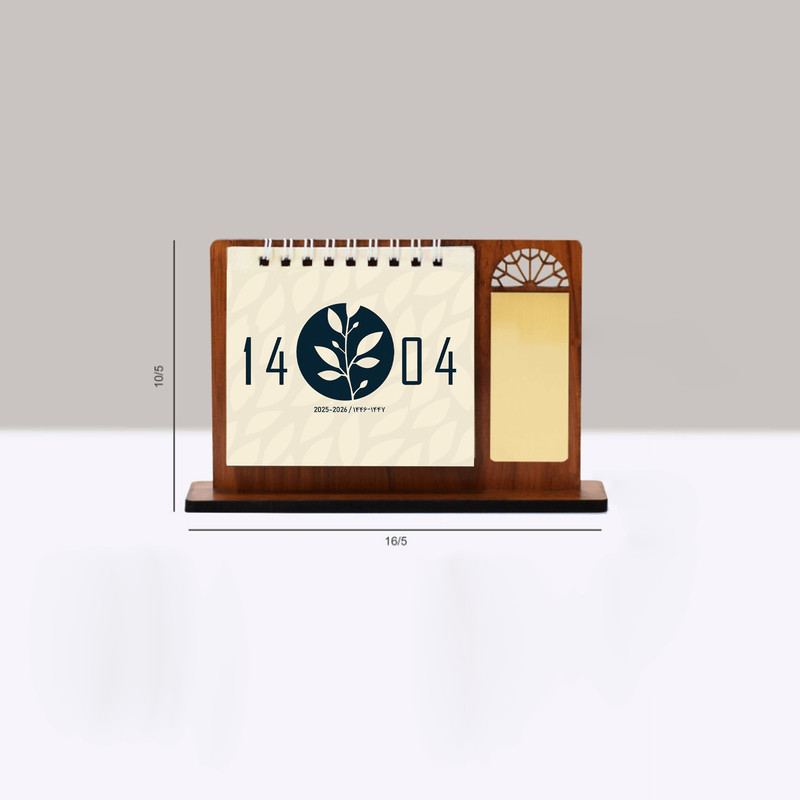 تقویم رومیزی سال 1404 مدل پنجره چوبی بسته 2 عددی
