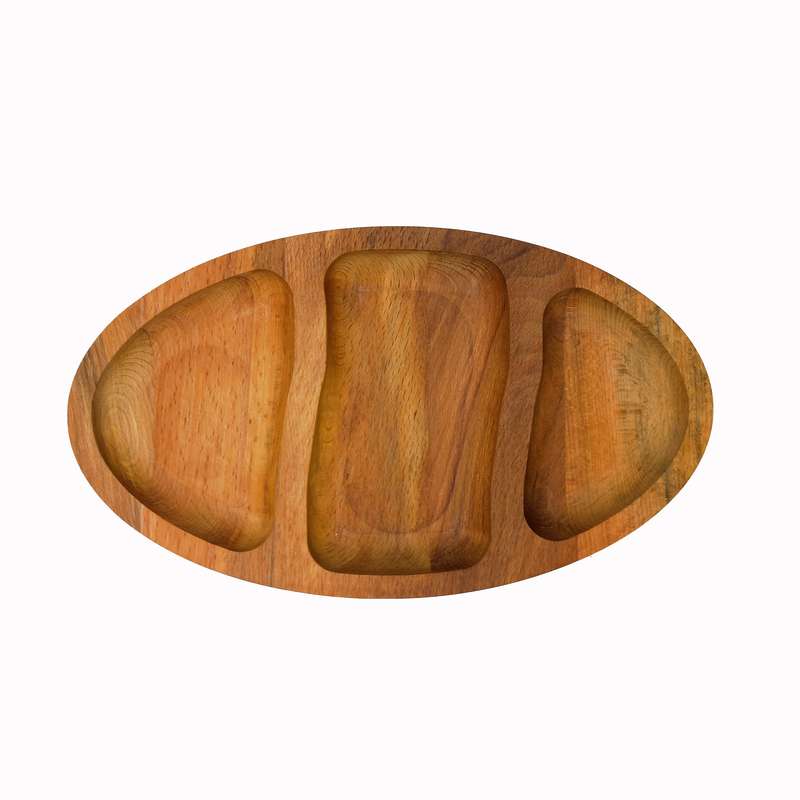 اردو خوری مدل سه خانه بیضی چوبی