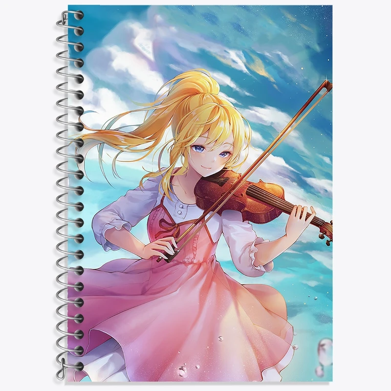 دفتر زبان 50 برگ خندالو مدل دو خط طرح کائوری انیمه دروغ تو در آوریل کد 32470