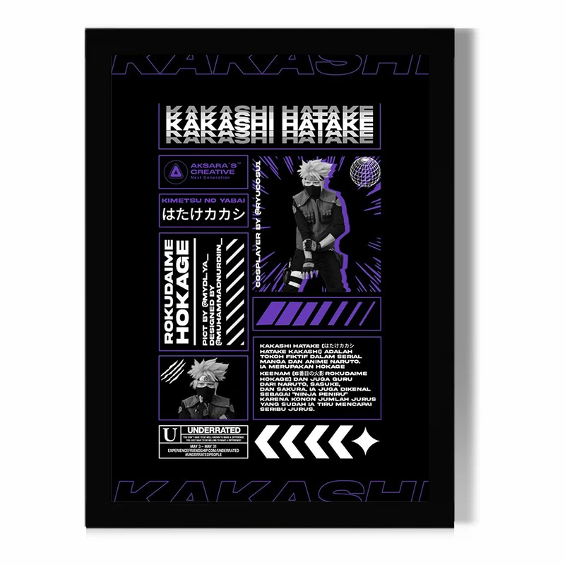 تابلو طرح انیمه ناروتو | Naruto کاراکتر کاکاشی هاتاکه | Kakashi Hatake کد FD074