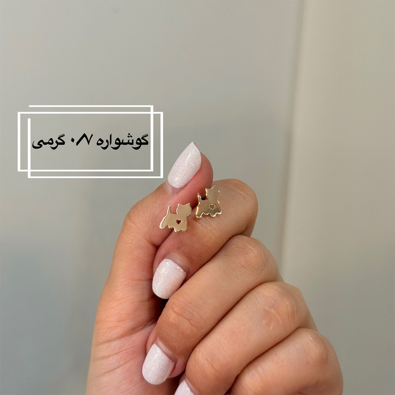 گوشواره طلا 18 عیار زنانه فرشته مدل گربه WEL-000394 - 2