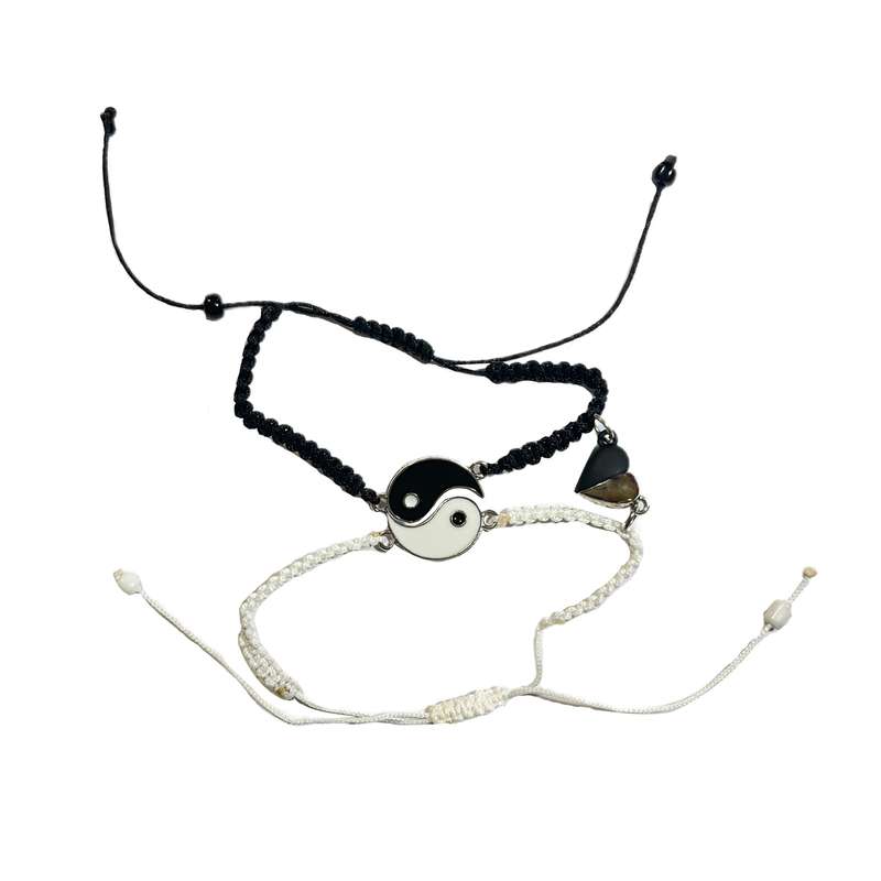 دستبند مدل یین و یانگ و قلب مجموعه دو عددی