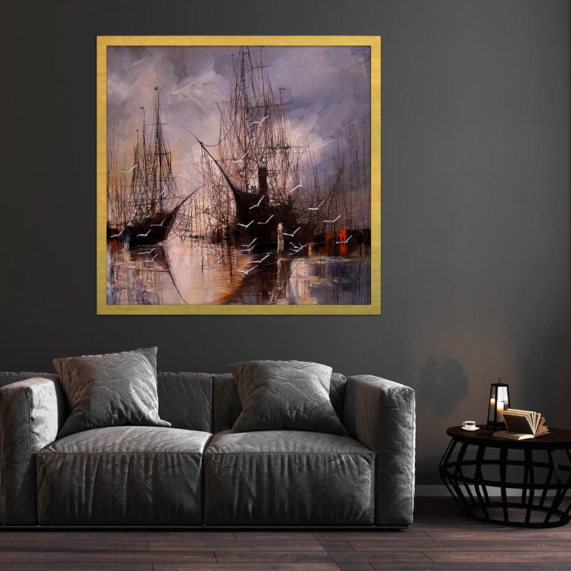 تابلو بکلیت طرح نقاشی مدل DY1029 فریم طلایی