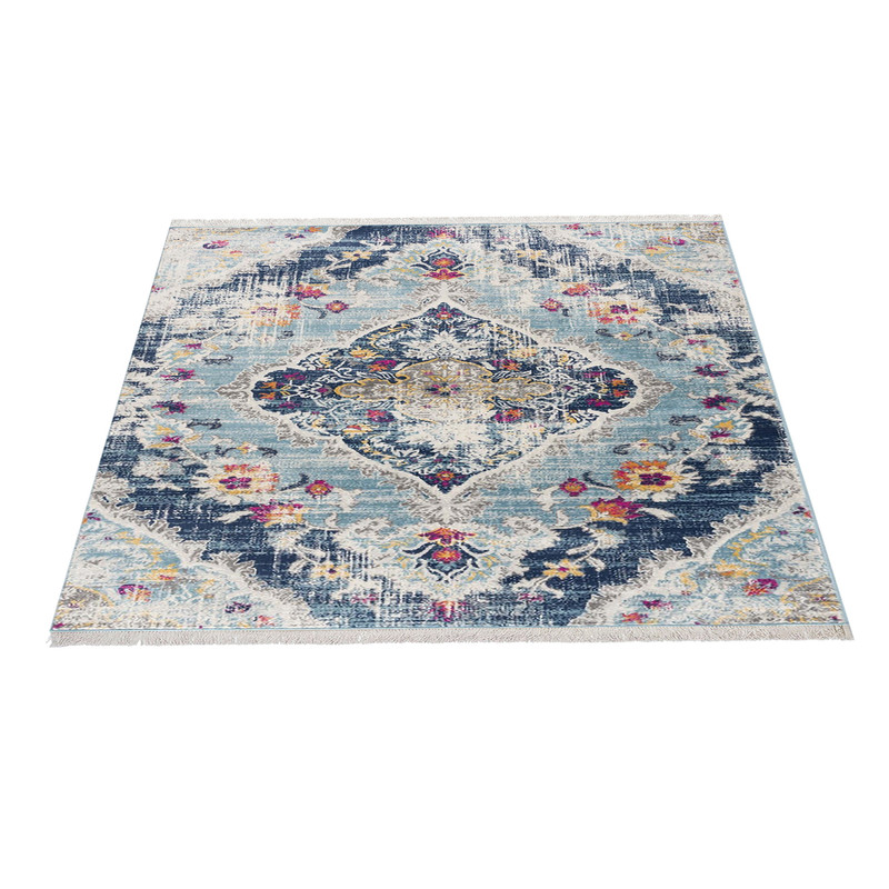 فرش ماشینی زانیس مدل وینتیج طرح تبریز زمینه سرمه ای