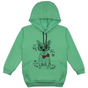 هودی دخترانه مدل سگ عینکی F120 رنگ سبز