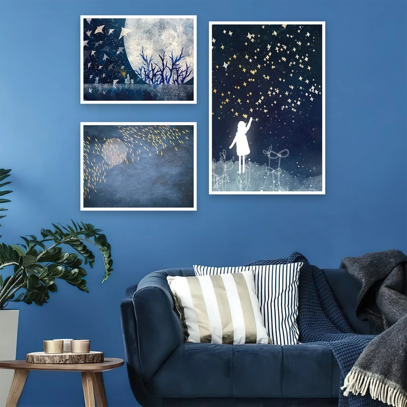 تابلو بکلیت طرح منظره شب مدل شاین اکلیلی W-769 مجموعه 3 عددی