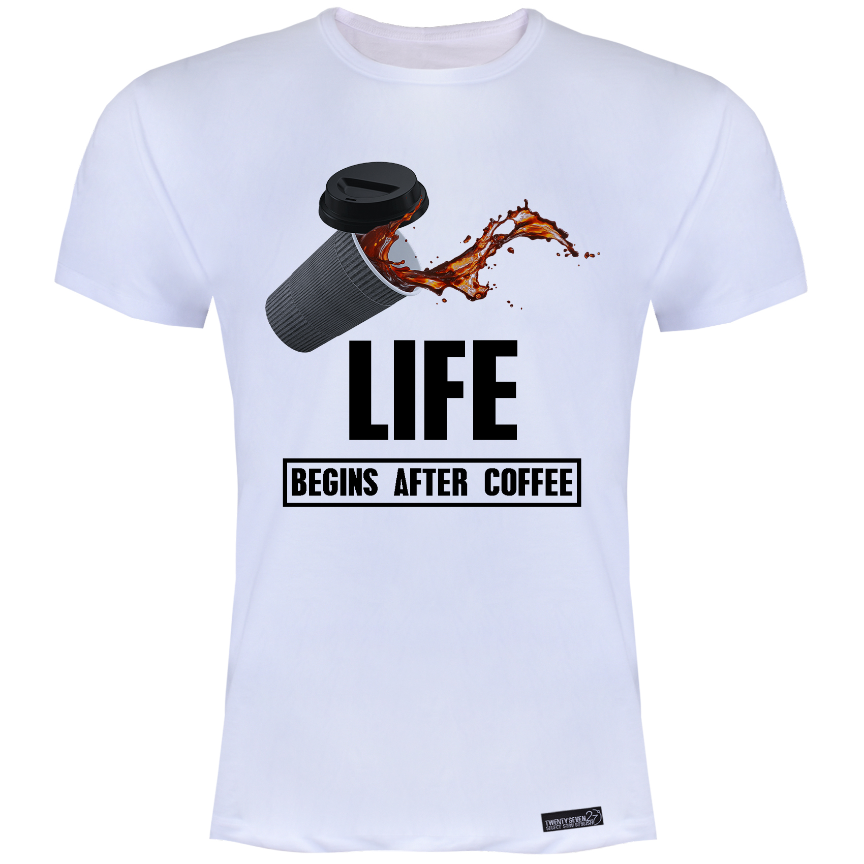 تی شرت آستین کوتاه مردانه 27 مدل Life Begins After Coffee کد MH100