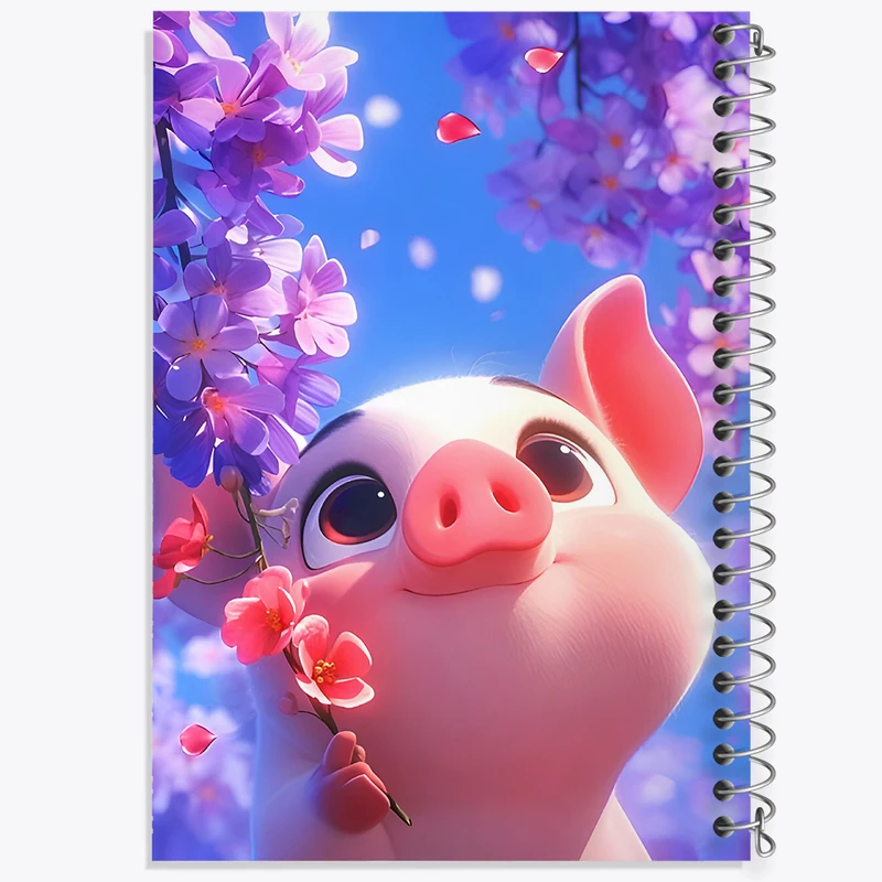 دفتر ژورنال نویسی 50 برگ خندالو مدل نقطه ای طرح خوک بامزه کد F7253