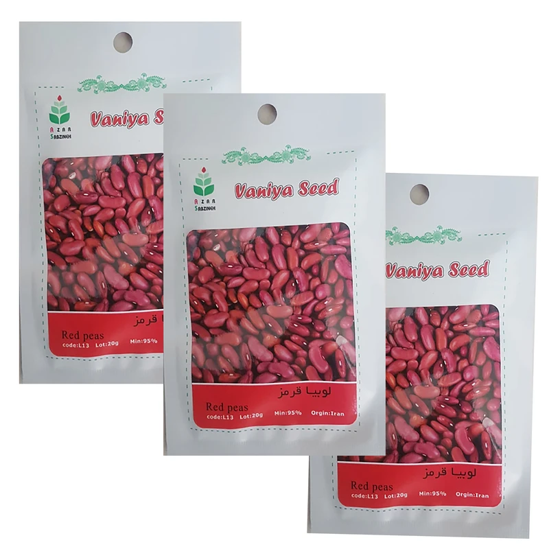 بذر لوبیا قرمز آذر سبزینه مدل A2191 بسته 3 عددی