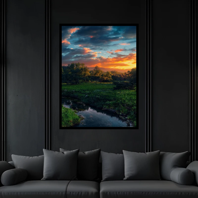 تابلو بکلیت طرح منظره طبیعت هنری درخت مدل B-bu6873 فریم مشکی