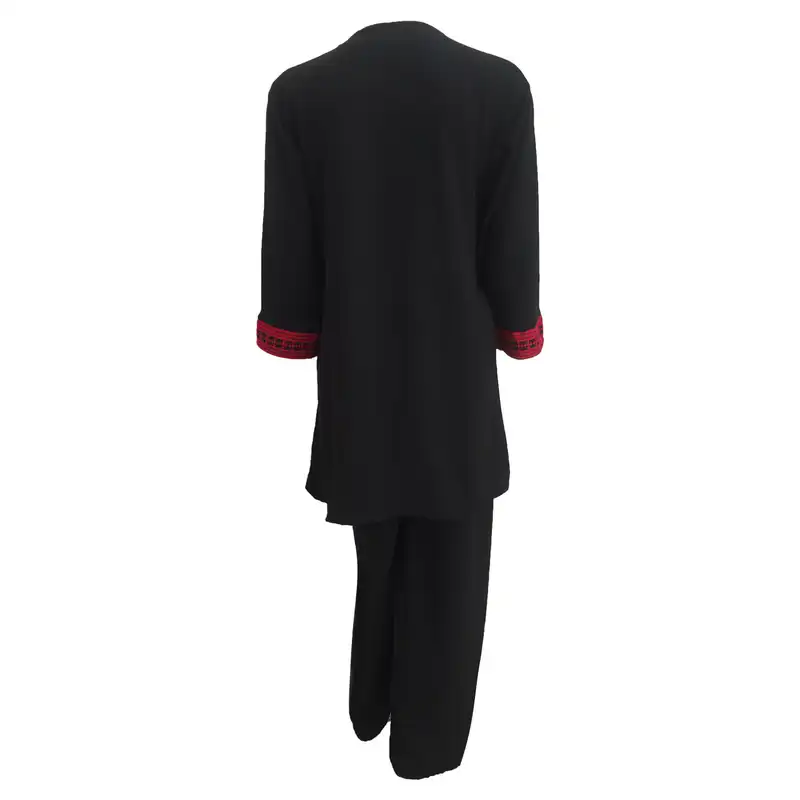 مانتو و شلوار زنانه مدل نخی ابر و بادی سنتی کد tm-2474 رنگ مشکی