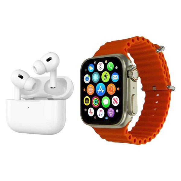 ساعت هوشمند ورنا مدل Ultra pack 01 به همراه هندزفری بیسیم دارای قابلیت های قابلیت مکالمه از طریق بلوتوث، کنترل موسیقی (Music Player)، پشتیبانی از زبان فارسی در منو و سیستمعامل بند سیلیکون