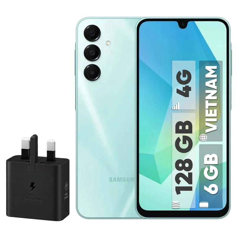 گوشی موبایل سامسونگ مدل Galaxy A16 4G دو سیم کارت ظرفیت 128 گیگابایت و رم 6 گیگابایت - ویتنام - به همراه شارژر 25 وات سامسونگ