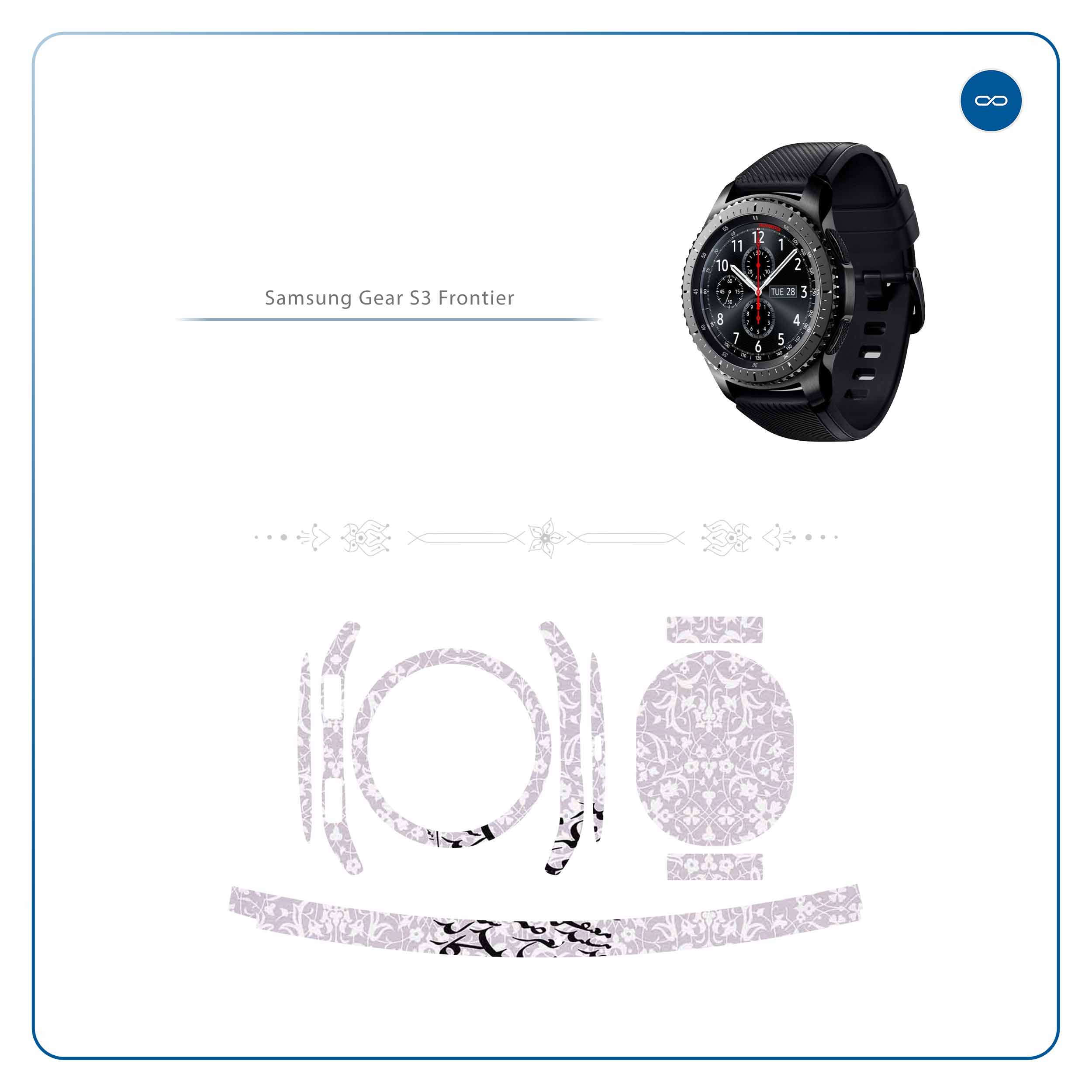 برچسب ماهوت طرح Nastaliq-1 مناسب برای ساعت هوشمند سامسونگ Galaxy Gear S3 Frontier