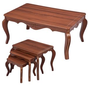 میز پذیرایی نگین چوب مدل ونیز مجموعه 4 عددی