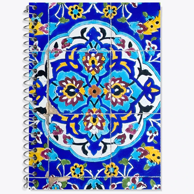 دفتر زبان 50 برگ خندالو مدل سه خط طرح کاشی کد 2162