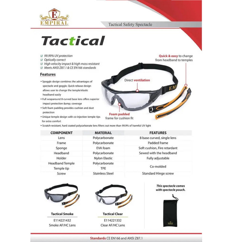 عینک ایمنی امپیرال مدل مهندسی اسپرت TACTICAL عینک ایمنی امپیرال مدل مهندسی اسپرت TACTICAL