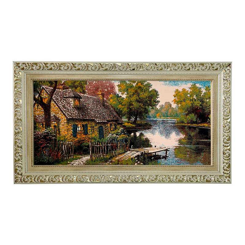 تابلو فرش ماشینی طرح دستبافت مدل کلبه کد 7617