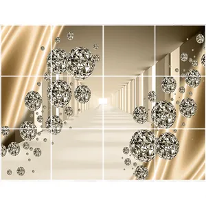 تایل سقفی طرح سه بعدی توپی کد  3D1937-12 سایز 60x60 سانتی متر مجموعه 12عددی