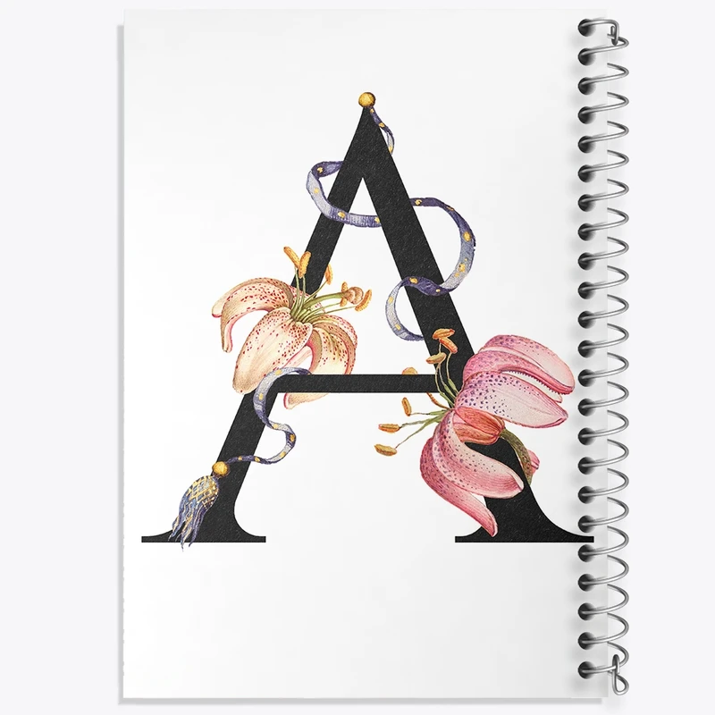 دفتر مشق 100 برگ خندالو طرح گل و حرف A کد F2819