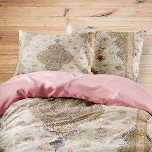 سرویس روتختی مدوپد طرح فرش قم لچک و ترنج مدل C-Ghom079 یک نفره 4 تکه