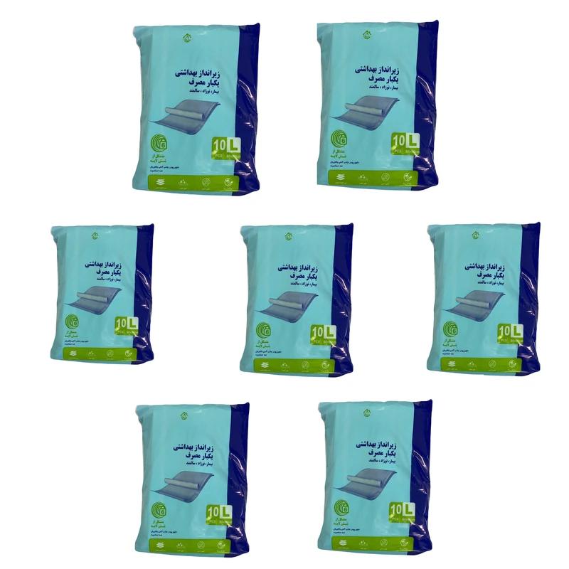 زیر انداز بهداشتی یکبار مصرف بیمار مدل آنتی باکتریال مجموعه 7 عددی