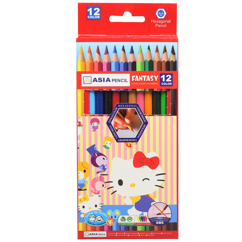مداد رنگی 12 رنگ آسیا مدل Kitty