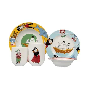 سرویس غذاخوری 5 پارچه کودک چینی زرین ایران مدل ایتالیا اف پایرت با لیوان درجه عالی