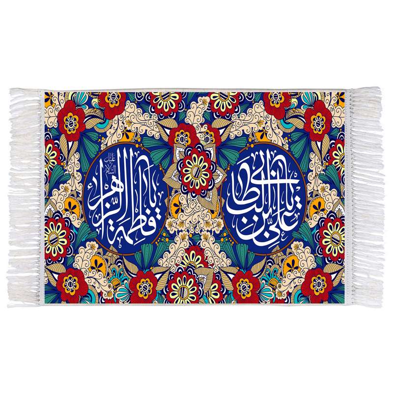 فرش ماشینی دیوارکوب اطلس آبی مدل علی بن ابی طالب کد T3927 
