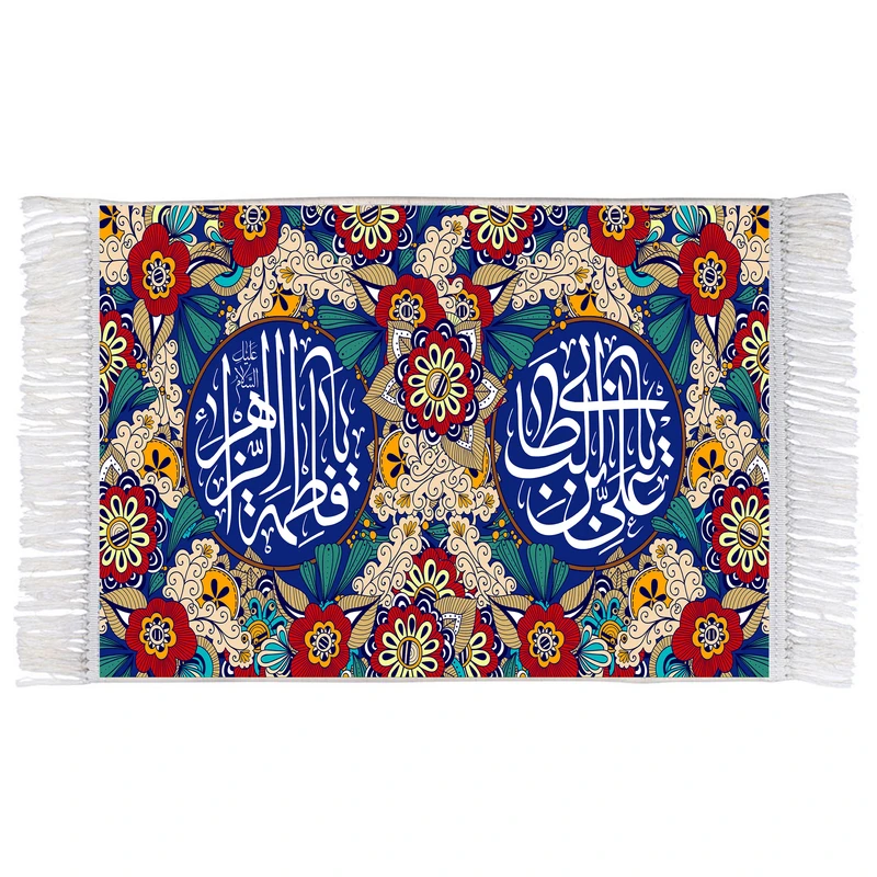 فرش ماشینی دیوارکوب اطلس آبی مدل علی بن ابی طالب کد T3927