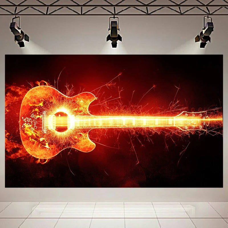 تابلو بوم طرح گیتار مدل Guitar on Fire کد AR1280
