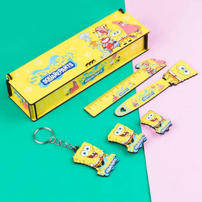 بسته لوازم تحریر طرح باب اسفنجی مجموعه 6 عددی