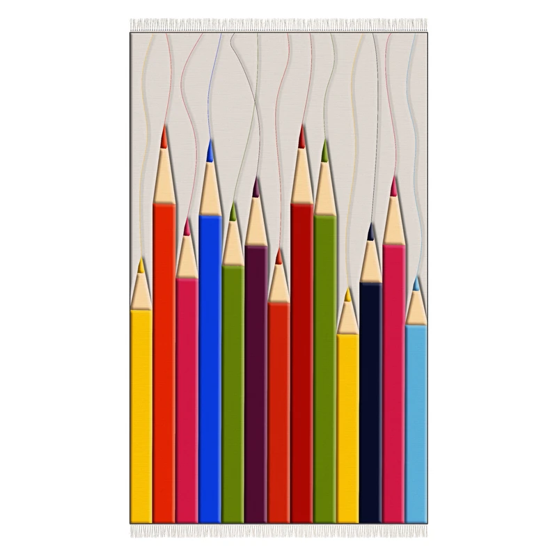 فرش پارچه‌ای مدل کودک طرح مداد رنگی کد 1279-1