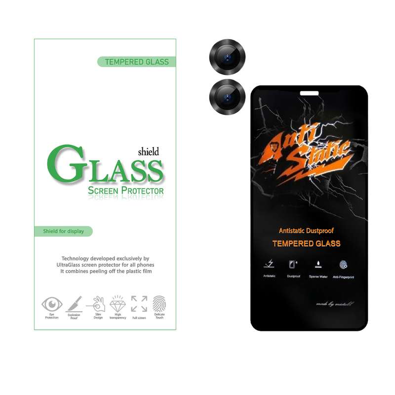 محافظ لنز دوربین شیلد گلس مدل 2ST-RING مناسب برای گوشی موبایل اپل iPhone 12 به همراه محافظ صفحه نمایش